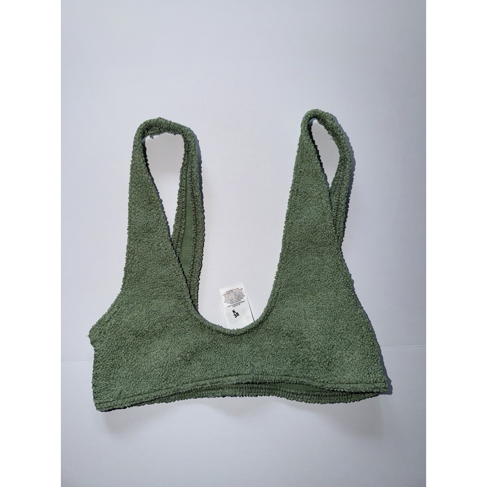 ASOS DESIGN Women Textured Bralette Crop Top Sage Green One Size Stretch NEW